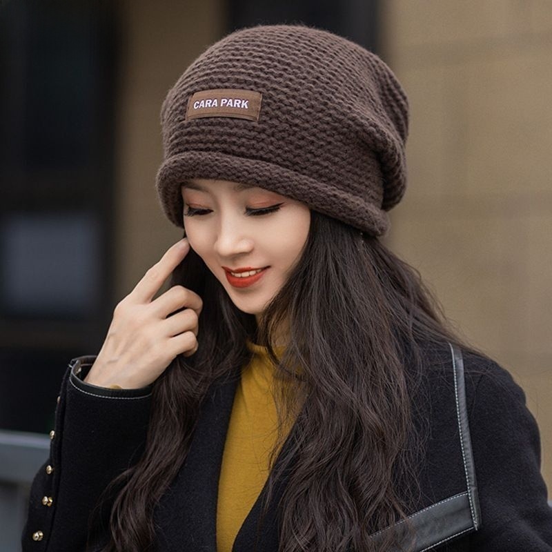 Thick Woolen Cap Women's Autumn and Winter Cold-Proof Big Head Circumference