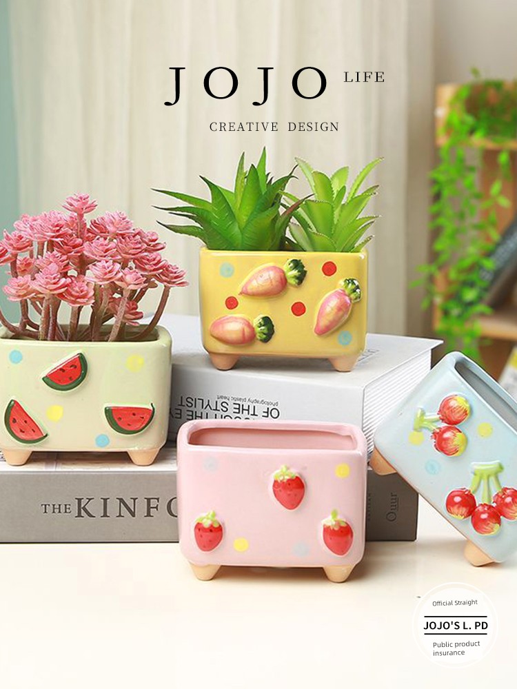 Jojo's L. Pd. Spirit. Flower Pot Creative Cartoon Porcelain Minimalist Basin Fruit Flower Pot | Boldness