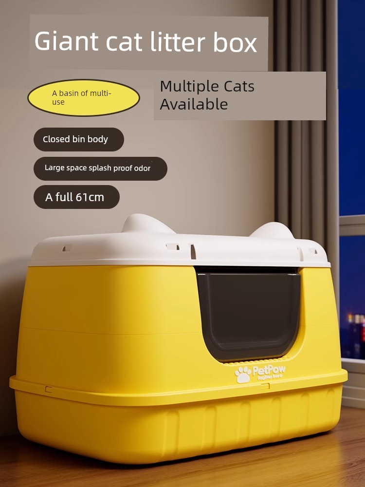 Litter Box Oversized Fully Enclosed Deodorizing Filter Deodorant Cat Toilet Splash-Proof Giant Sand Tray Extra Large Cat Litter Box