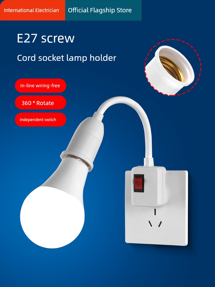 Led Socket Hose with Switch Bedroom Screw Bulb