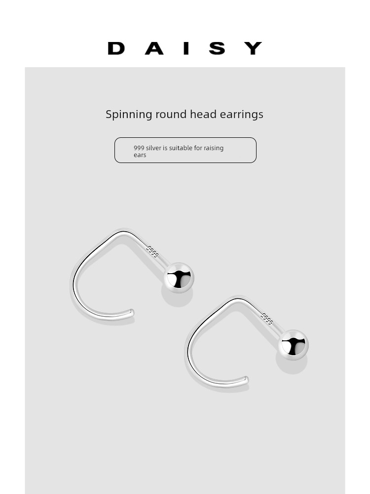 999 Sterling Silver Simple Beanie Fancy Earrings