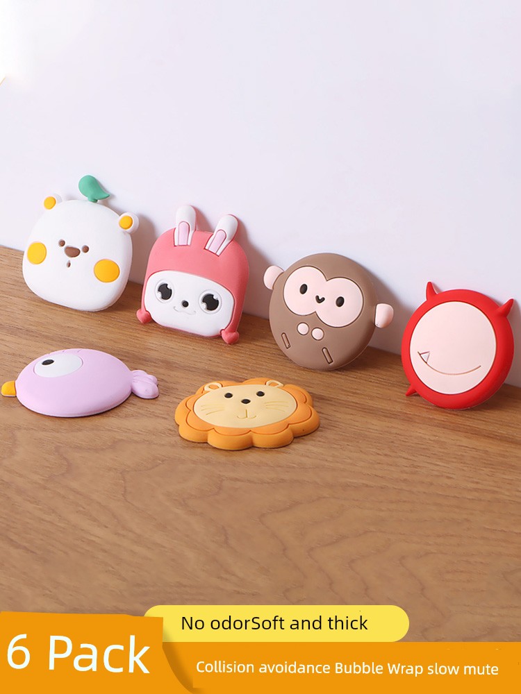 Cartoon Door Handle Crash Pad Silicone Refrigerator Door Stop Door Rear Cabinet Door Stickers Wall Sticker Anti-Collision Door Opening Protection Cover