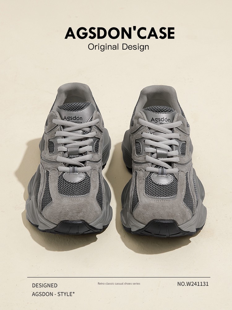 Augusto Gray Thick Sole Mesh Breathable Clunky Sneakers Women's 2024 Spring New Arrival Increased by Casual Sneaker