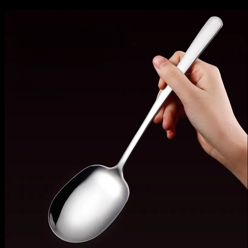 304 Stainless Steel Large Male Edible Spoons Hotel Serving Spoon Buffet Long Handle Spoon for Individual Portions Commercial Public Dining