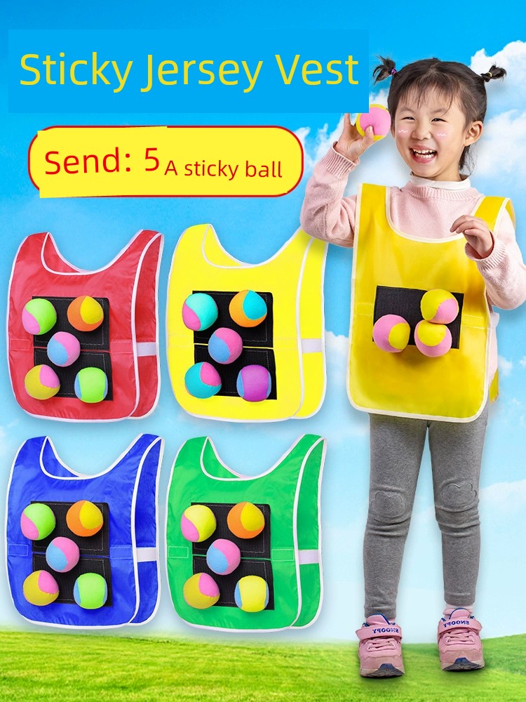 Kids Sticky Jersey Outdoor Toys Sticky Ball Kindergarten Dodgeball Indoor Vest Matching Sports Game Props