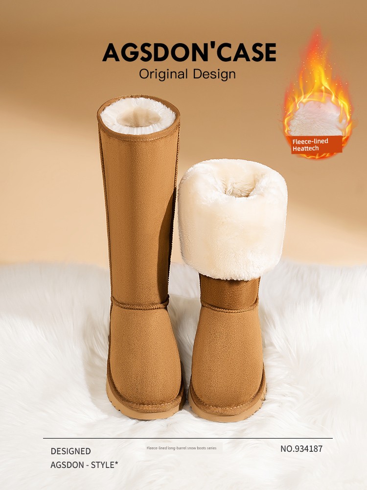 Snow Boots for Women Winter 2024 New Arrival Fleece-lined Thickened Boots Bread Thick Sole Northeast minus Knee High Cotton Shoes