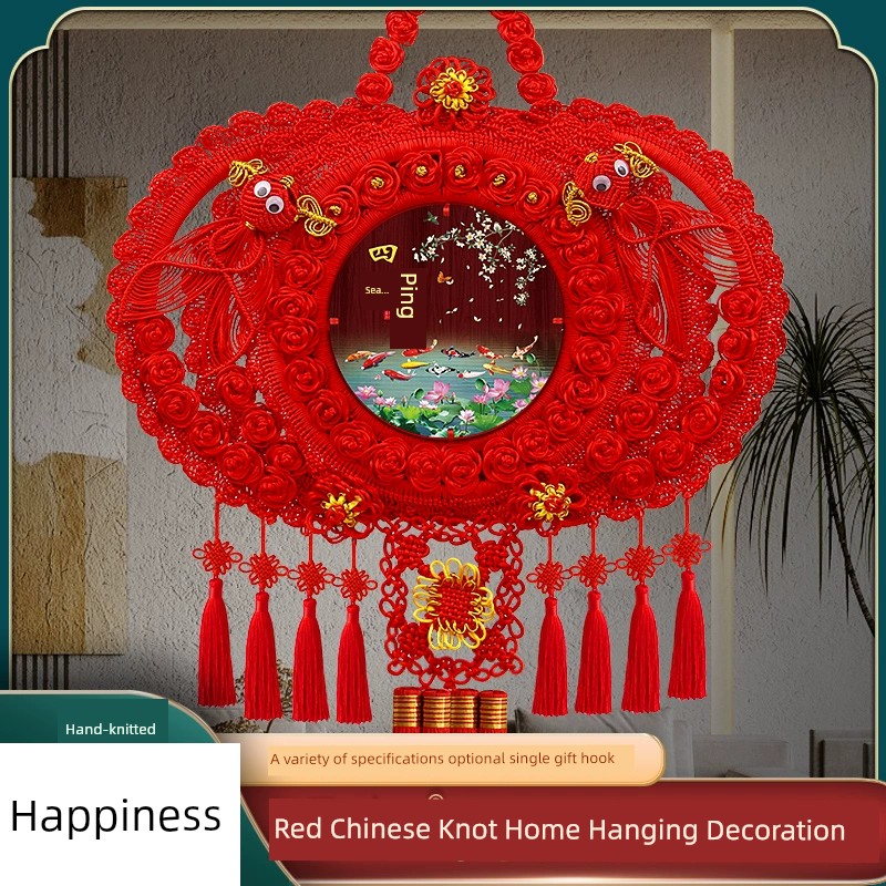 New Arrival Chinese Knot Pendant Living Room Fu Character Hallway Large Chinese New Year Celebration Joyous Decoration Moving into the New House TV Wall Ornaments