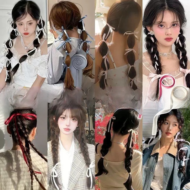 Double Ponytail Hairtie Ribbon Bows