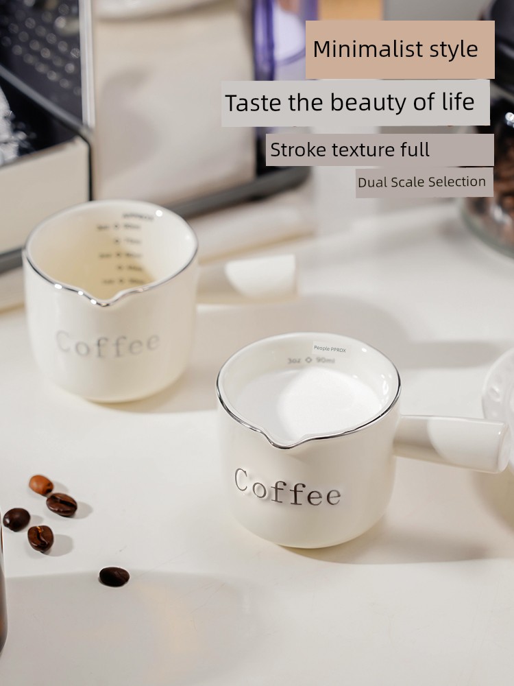 Accessible Luxury Coffee Cup High-Grade Exquisite Graduated Measuring Cup Espresso Extraction Cup Milk Cup Ceramic Ounce Liquid Receiving Cup