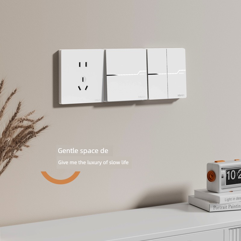 International Electrician 86 Type Concealed Large Board White For Home Wall Power Supply One Open Five Holes Switch Socket Panel Porous