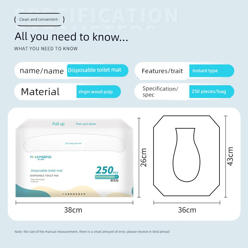 Nolan Sendi Disposable Toilet Mat Closestool Cushion 250 Pumping Soluble Water Pregnant Women Toilet Seat Cover Cushion Paper