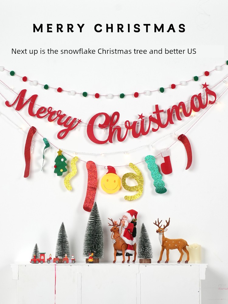 Christmas Hanging Decoration Felt Stars Christmas Tree Hanging Flag Decoration Scene Arrangement Decoration Shop Window Atmosphere