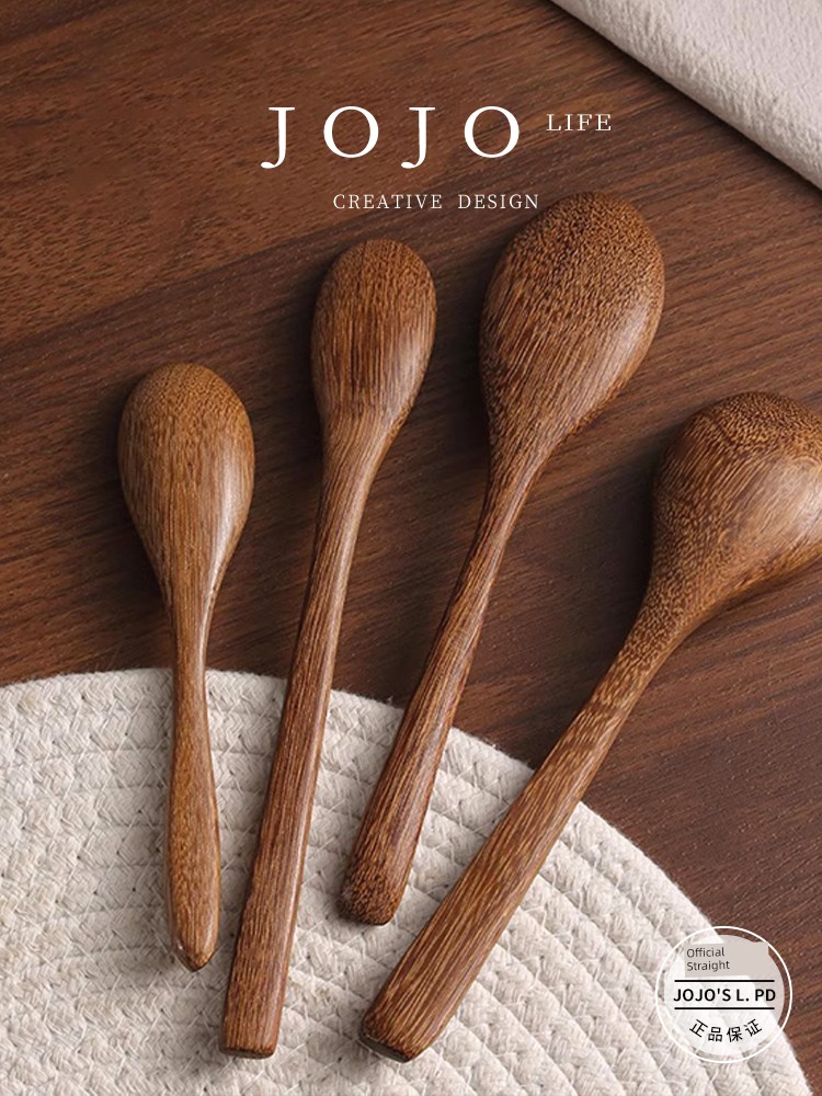 Long Handle Household Wood Honey Black Bamboo Tableware