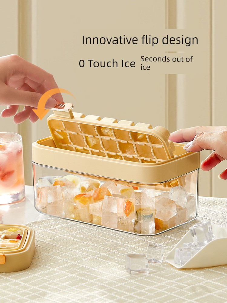 Fasola Ice Cubes Mold Press Type Ice Tray Food Grade For Home Refrigerator Sealed with Lid Ice Storage Ice Maker
