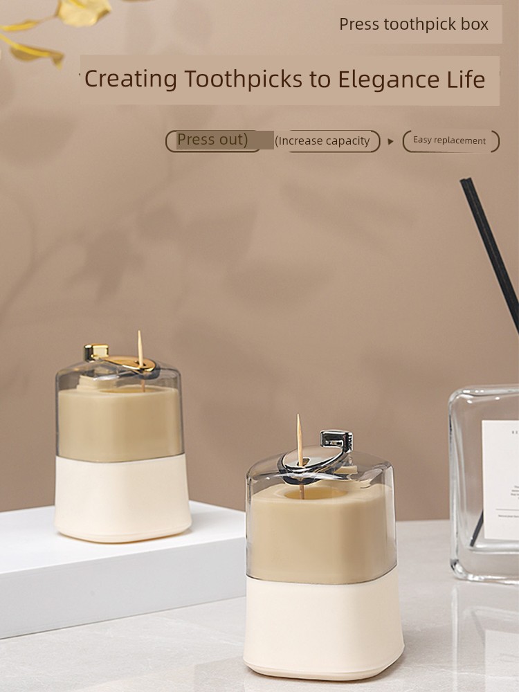 Toothpick Box Automatic Pop-up For Home Storage Good-looking Stylish Creative Cream Style New Arrival Internet Celebrity Toothpick Holder Can