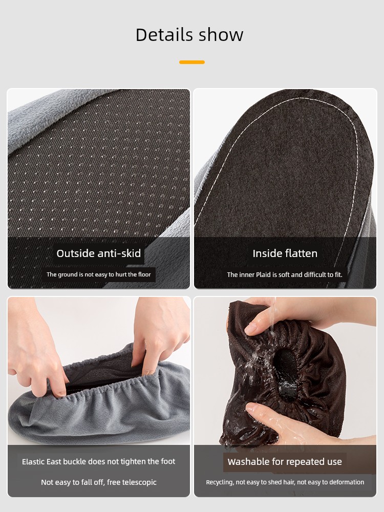 Flannelette Shoe Cover For Home Indoor Fabric Washable for Repeated Use Thick Non-Slip Wear-Resistant Booties Student Data Center Kids