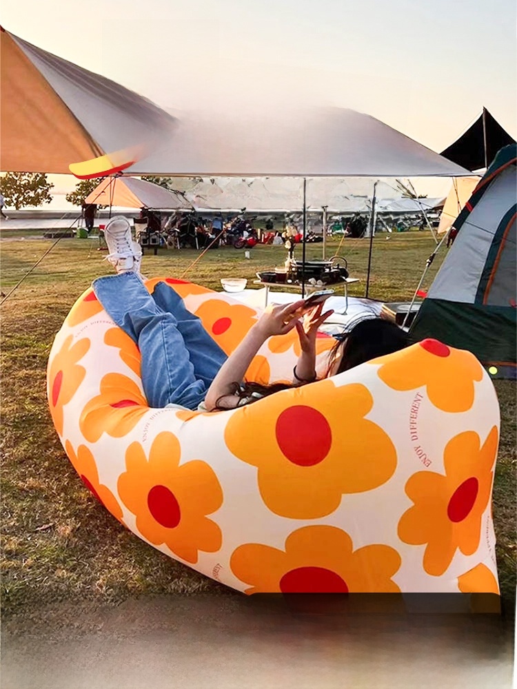Inflatable Sofa Outdoor Camping Supplies Bean Bag Air Bed Single Portable Camping Music Festival Floatation Bed Handy Gadget