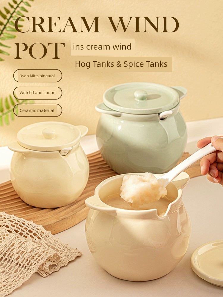 Ceramic Pig Oil Tank For Home High Temperature Resistant Container with Lid for Animal Oil Kitchen Seasoning Jar Pepper Oil Special Jar