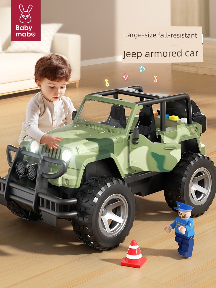 Large off-Road Jeep Inertial Toy Car Boy Artificial Public Security Fire Truck Jeep Kids Armored Car Model