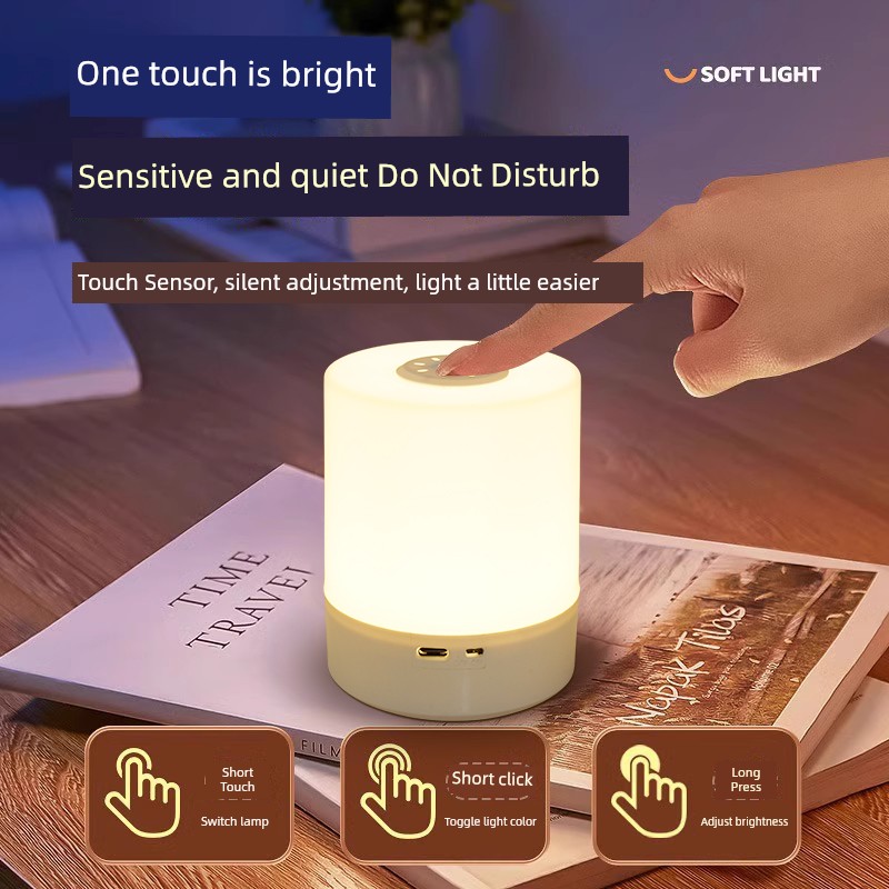 Bedside Lamp Small Night Lamp Bedroom Sleep Light Child Baby Nursing Eye Protection Table Lamp Plug-in Type Charging Night Light