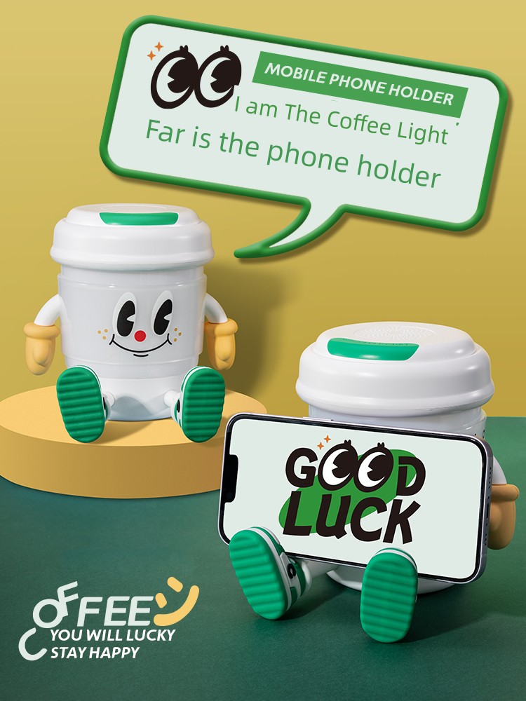 Qixi Valentine's Day Birthday Gifts for Girlfriend Bedside Lamp Bedroom Rechargeable Sleep Cute Coffee Cup Mobile Phone Holder