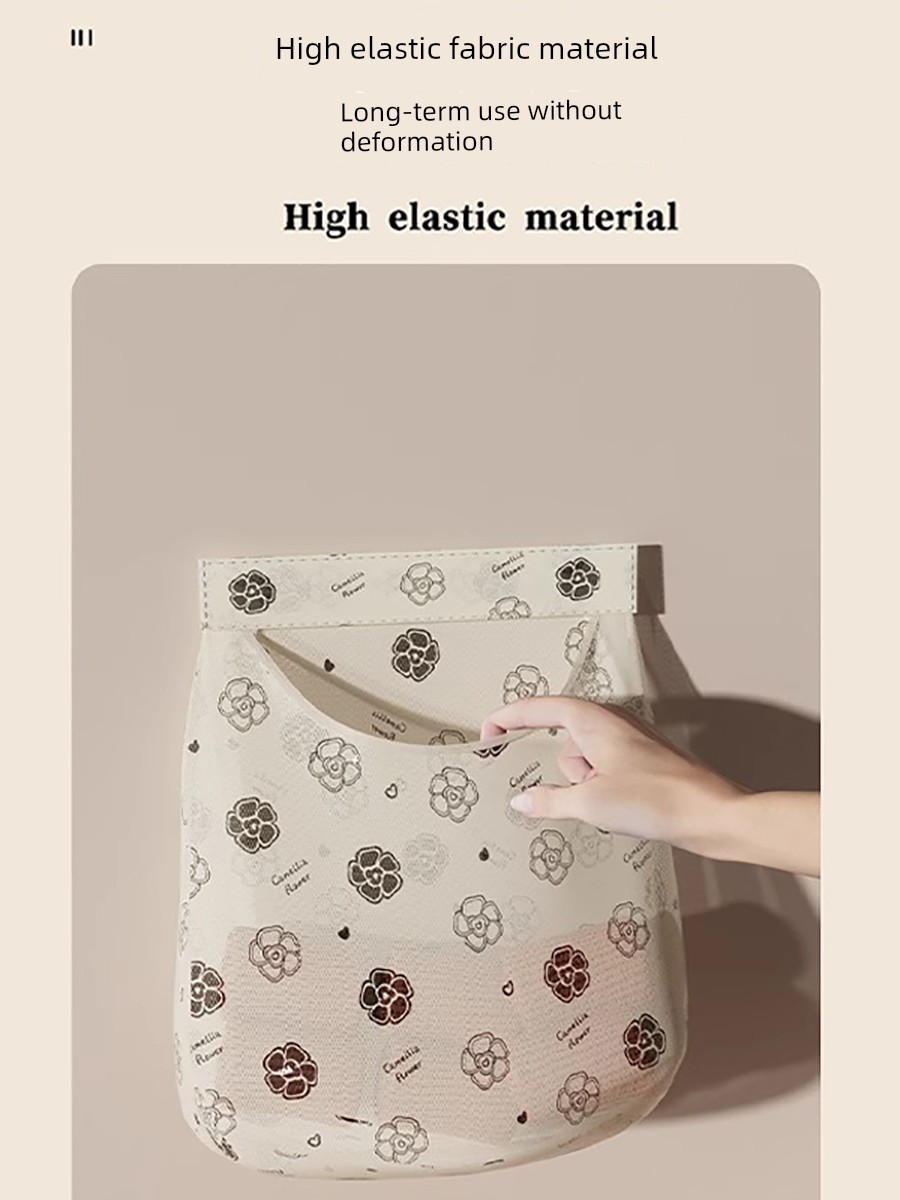 Camellia Storage Mesh Bag Socks Hanging Bag behind the Door Storage Garbage Bag Wall Hanging Decoration Type Sundries Pocket Plastic Bag Storage