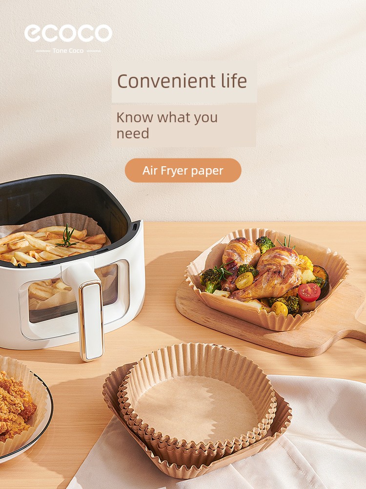 Ecoco Air Fryer Special Paper Oven Oil-Absorbing Sheets Mat For Home Thickened Food Tin Foil Bowl Baking Silicone Paper