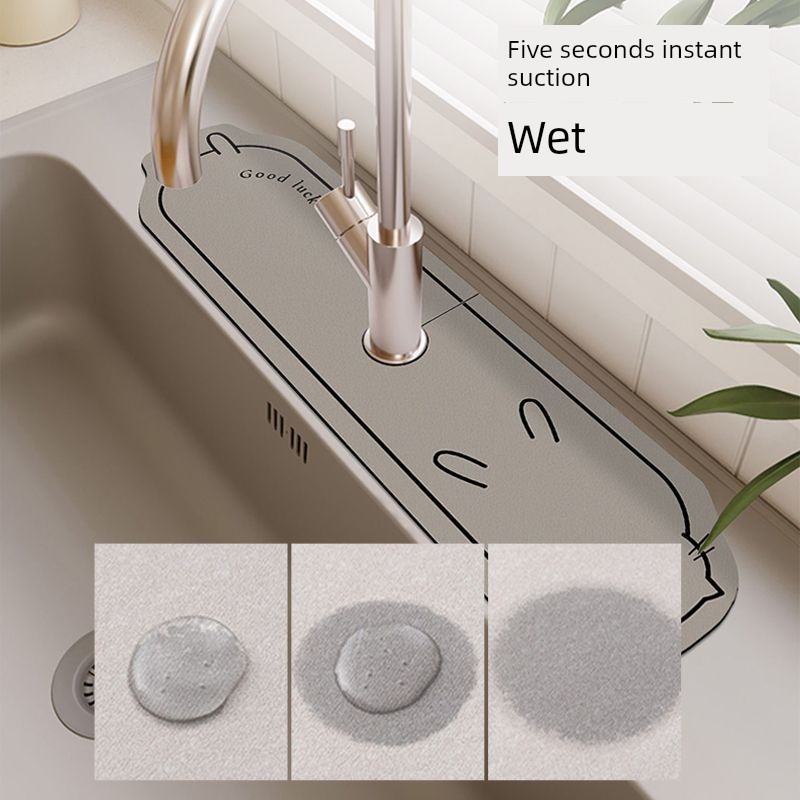 Diatom Mud Absorbent Pad Faucet Wash Basin Kitchen Water Draining Pad Narrow Edge Bathroom Table Splash-Proof Table Pad