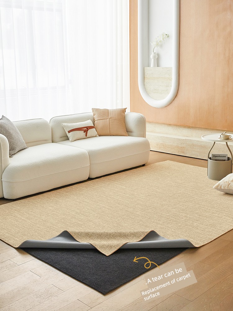 [Double-Layer Removable and Washable Machine Wash] Cream Style Carpet Living Room 2024 New Arrival Glue-Free Floor Mat Bruloman