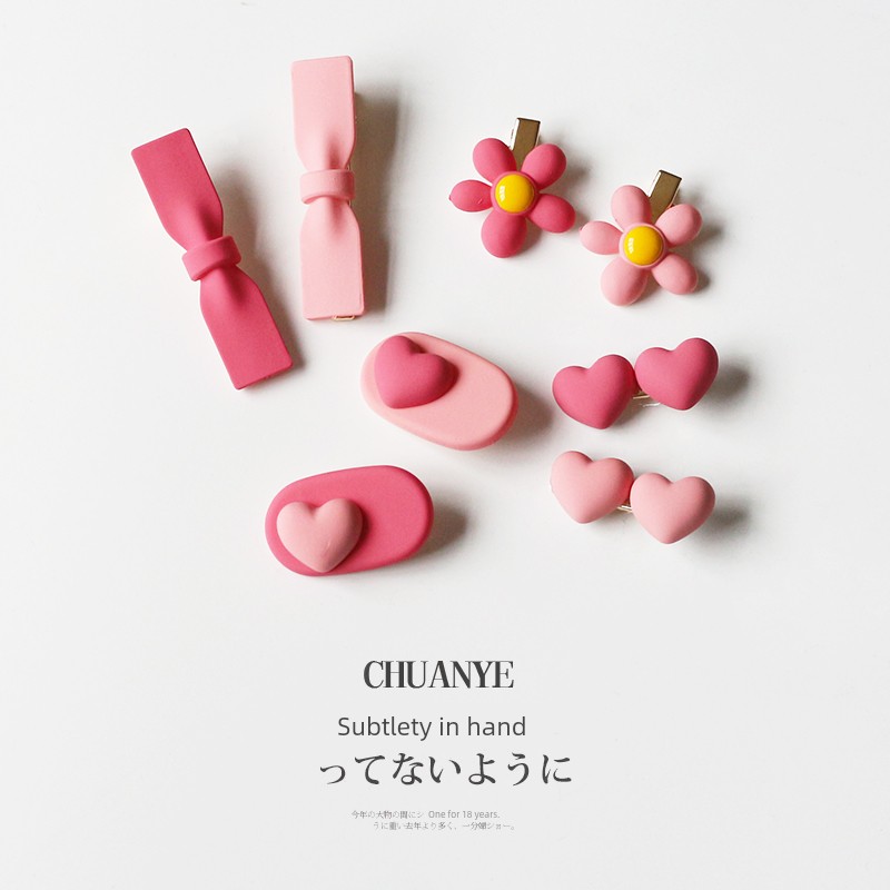 Kawano Dopamine Pink Cute Young Adult Heart Small Hairclip