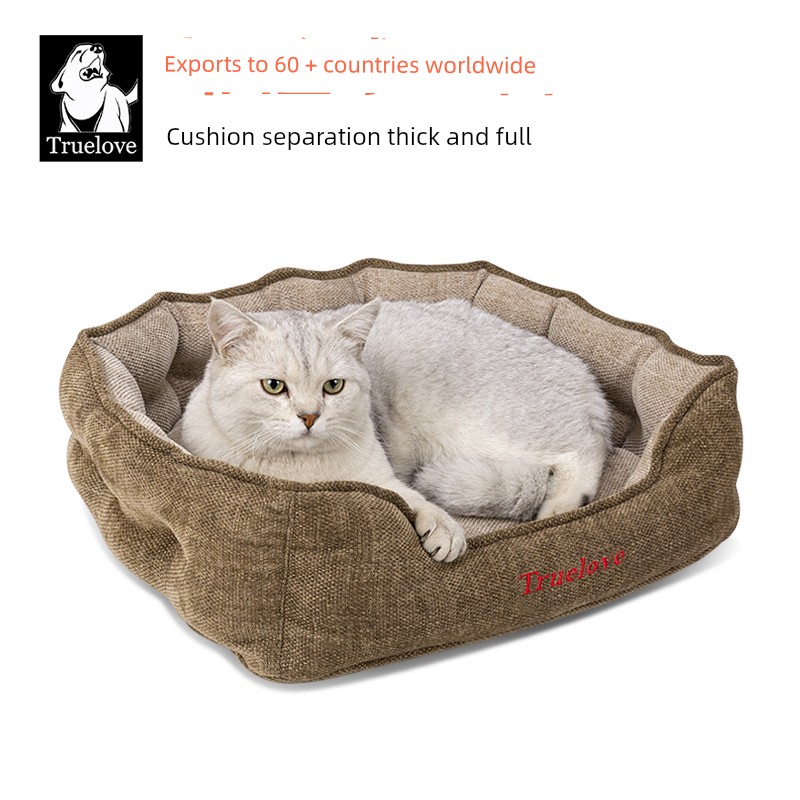 Truelove Cat Nest All Year Round Neutral Winter Heattech Pet Cushion Mat Semi-Enclosed Sense of Security Sleep Cat Bed