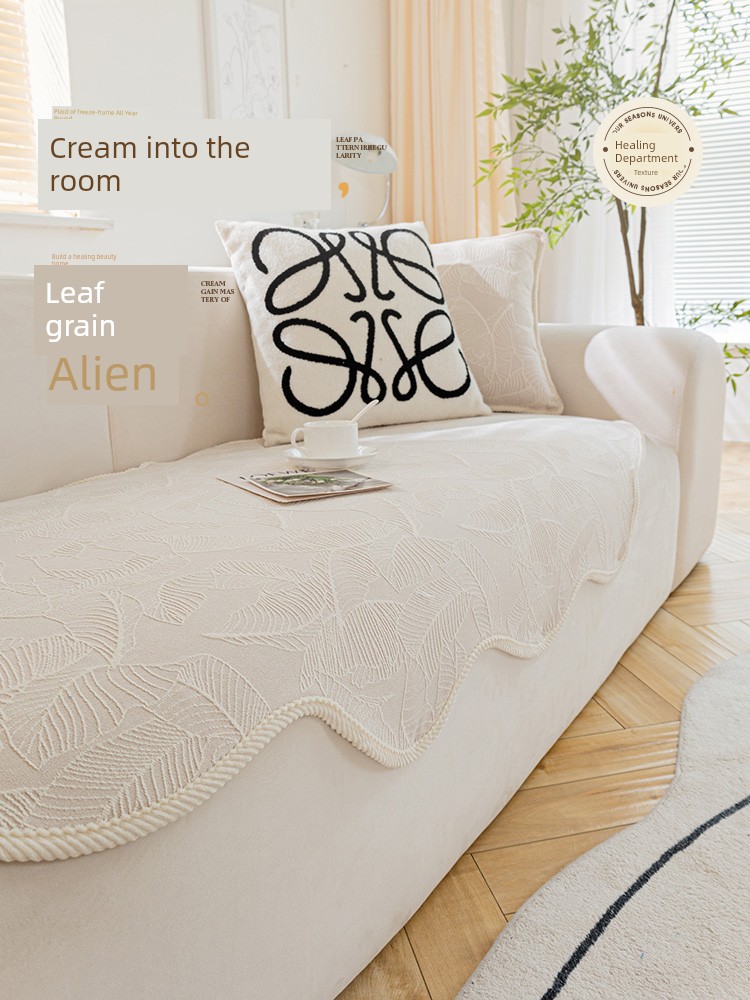Shaped Sofa Cushion Chenille All Year Round Neutral Classy Straight Row Sofa Cover Towel Cover Asymmetrical Non-Slip Cushion