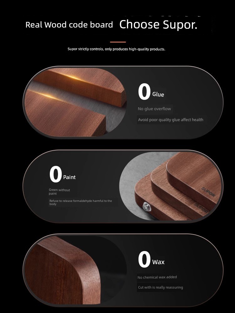 Supor Cutting Board Solid Wood For Home Ebony Cutting Board Kitchen Double-Sided Cutting Board Whole Wood Anti-Cracking Cutting Board Panel