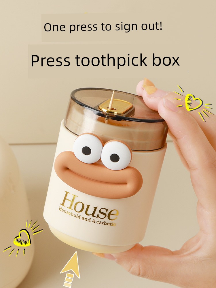 Toothpick Box For Home Upscale Personality Creative High-Looking Cute Toothpick Tin-Tube Press-Type Automatic Pop-up Box