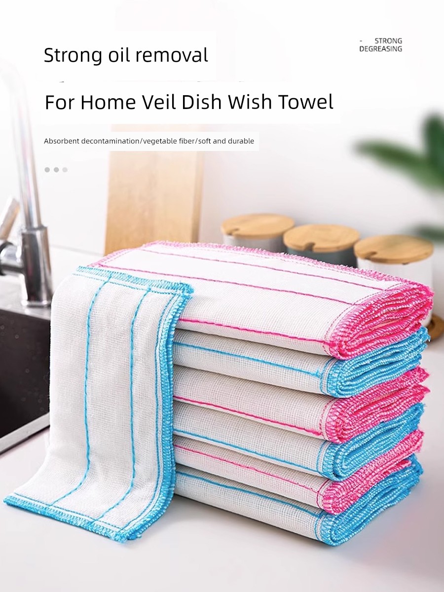 Scouring Pad Dishwashing Cloth Oil-Free Easy to Clean Pure Cotton Cloth Absorbent Lint-Free Kitchen Dedicated Bowl Brush Towel For Home
