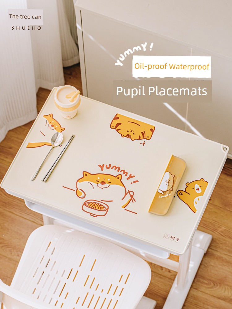 Tree Kids Placemat Baby Only for Pupils First Grade Dining Table Cushion Edible Silicon Desk Waterproof Oil-Proof