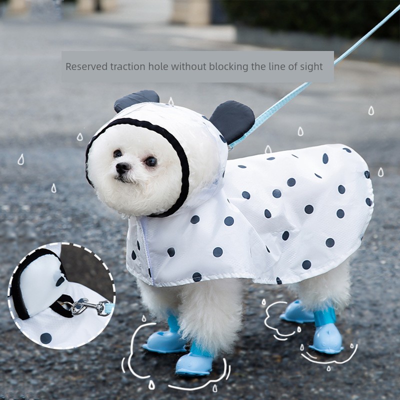 Hippie Dog Full Printed Polka Dot Bear Dog Poncho Rain Traction Pet Waterproof Two-Legged Cloak Poncho Clothes