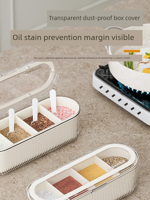 Accessible Luxury Condiment Dispenser Separated Four-in-One Seasoning Sealing Set For Home Moisture-Proof Dustproof with Cover Kitchen Spice Box