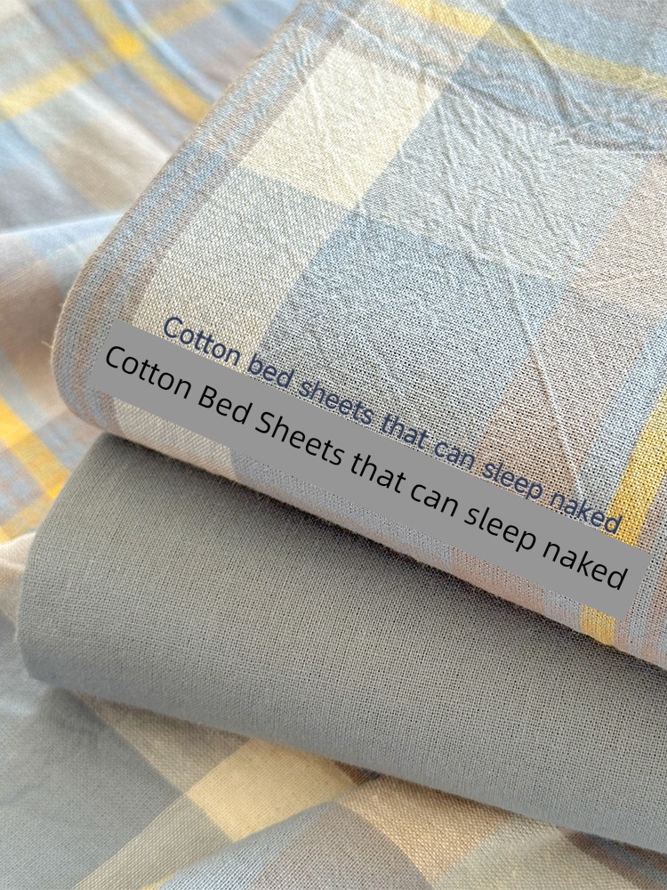 Class A Washed Cotton Bed Sheet One-Piece Pure Cotton 100 Cotton Dormitory Single Student Summer Quilt Single Pillowcase Three-Piece Set