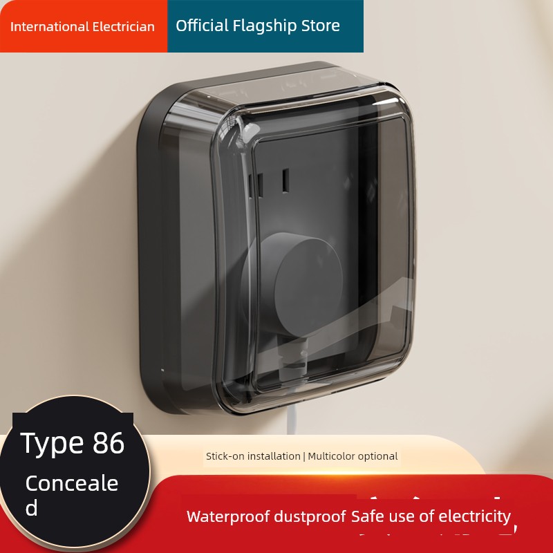 86-Type Adhesive Waterproof Socket Box Bathroom Switch Waterproof Cover Protective Cover Plug Water Retaining Protective Box