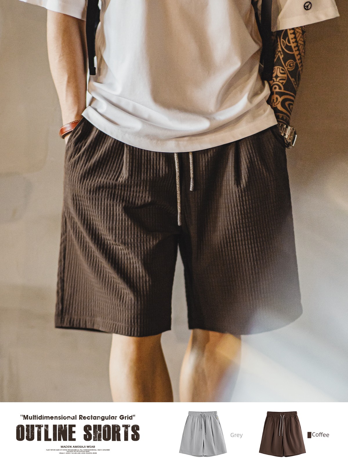 Marden Casual Three-Dimensional Small Plaid Profile Shorts Parka