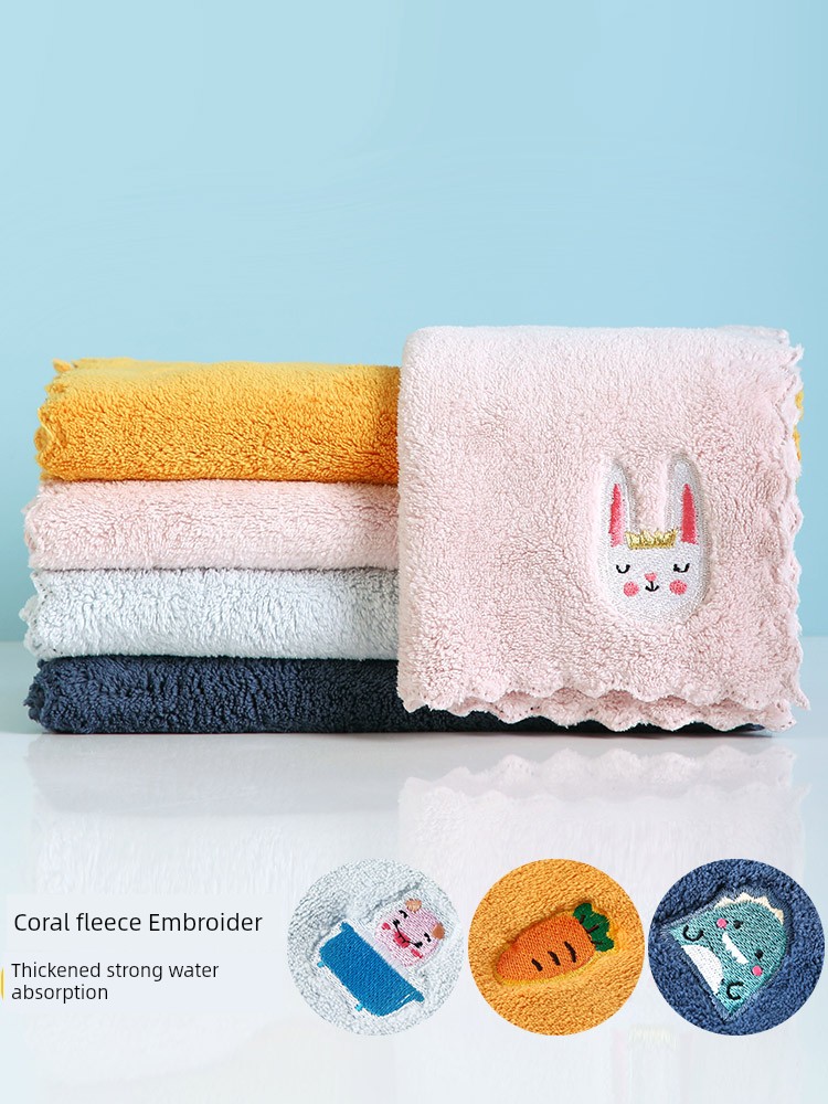 Jujiajia Cartoon Embroider Rag Absorbent Lint-Free Cleaning Towel For Home Kitchen Bean Bag Household Towel Dishcloth