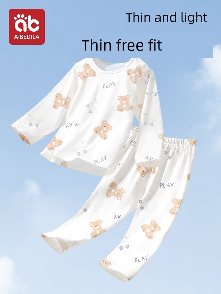 Kids Pajamas Boys and Girls Summer Thin Air Conditioning Room Clothes Boys Long Short Sleeve Pure Cotton New Arrival Baby Homewear Spring and Summer