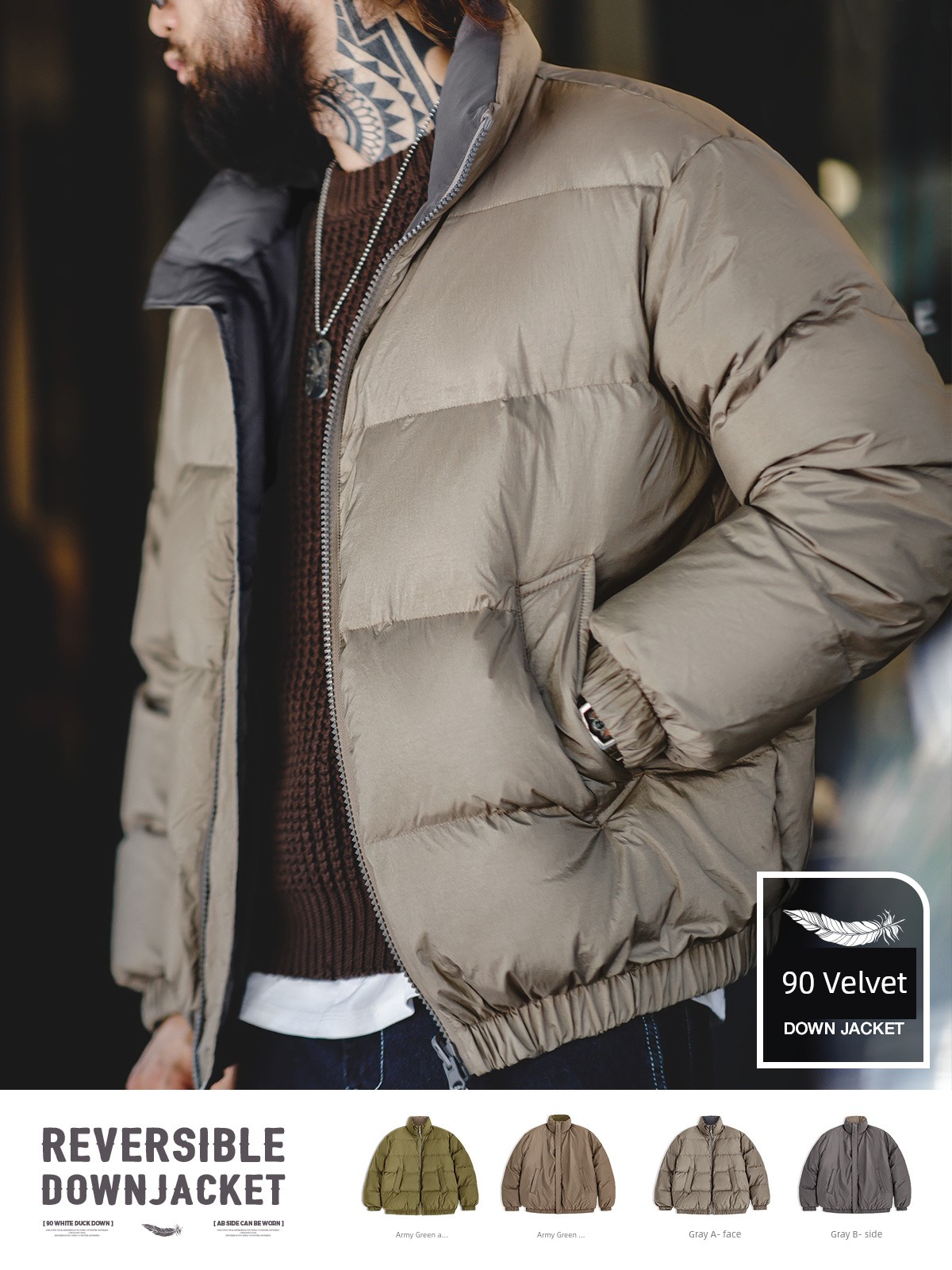 Madden down Jacket Versatile Stand Collar Outwear Male Winter Parka