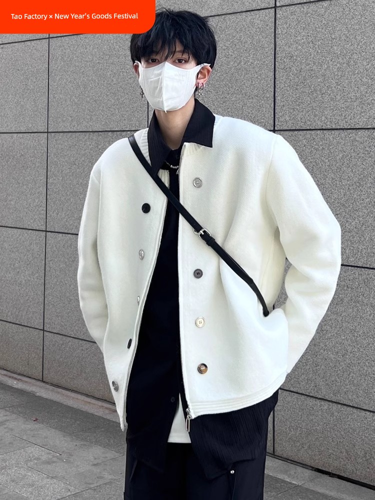American Sweater Retro Design Cardigan White Men's and Women's Spring and Autumn Outdoor Casual Couple Outfit Knitwear Outwear
