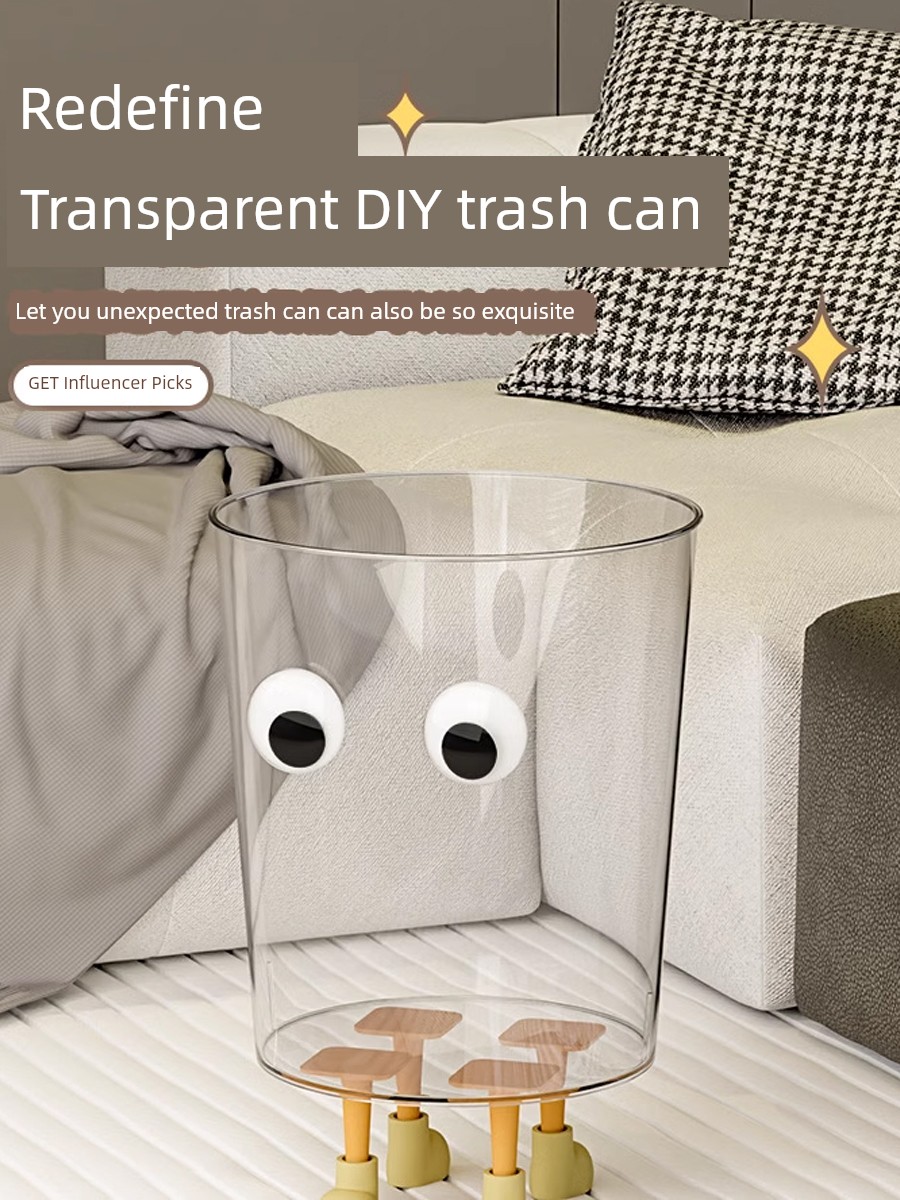 Fun Transparent Trash Can Creative For Home Good-looking Wastebasket Bedroom Living Room Trash Can Student Kids Dust Basket