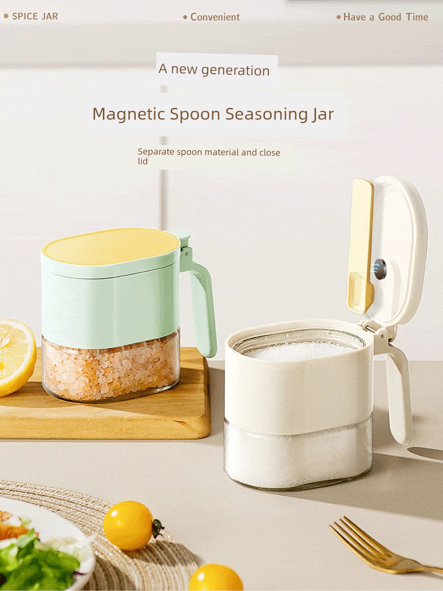 Magnetic Spoon Seasoning Box Kitchen For Home Storage Tank Sugar and Salt Shaker Sealed Moisture-Proof Storage Storage Box Seasoning Box