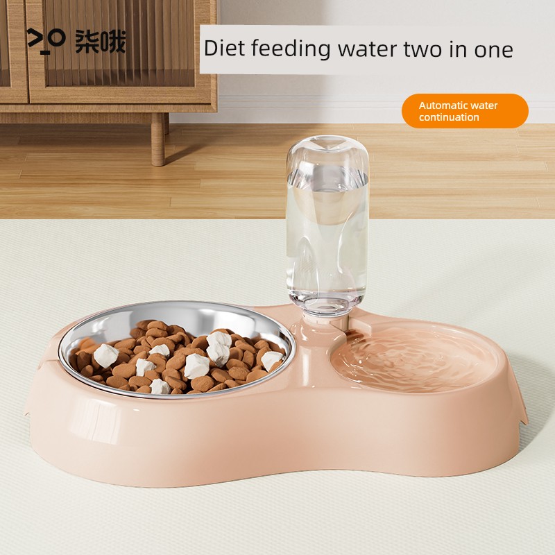 Dog Bowl Dog Basin Cat Bowl Pet Double Bowl Automatic Drinking Water Dog Food Bowl Anti-Tumble Dog Water Bowl Cat Supplies Complete Collection