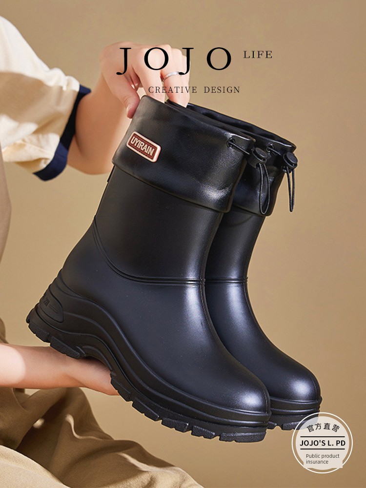 Retro Mid-Calf Length Women's Waterproof Non Slip Riverside Rain Boots