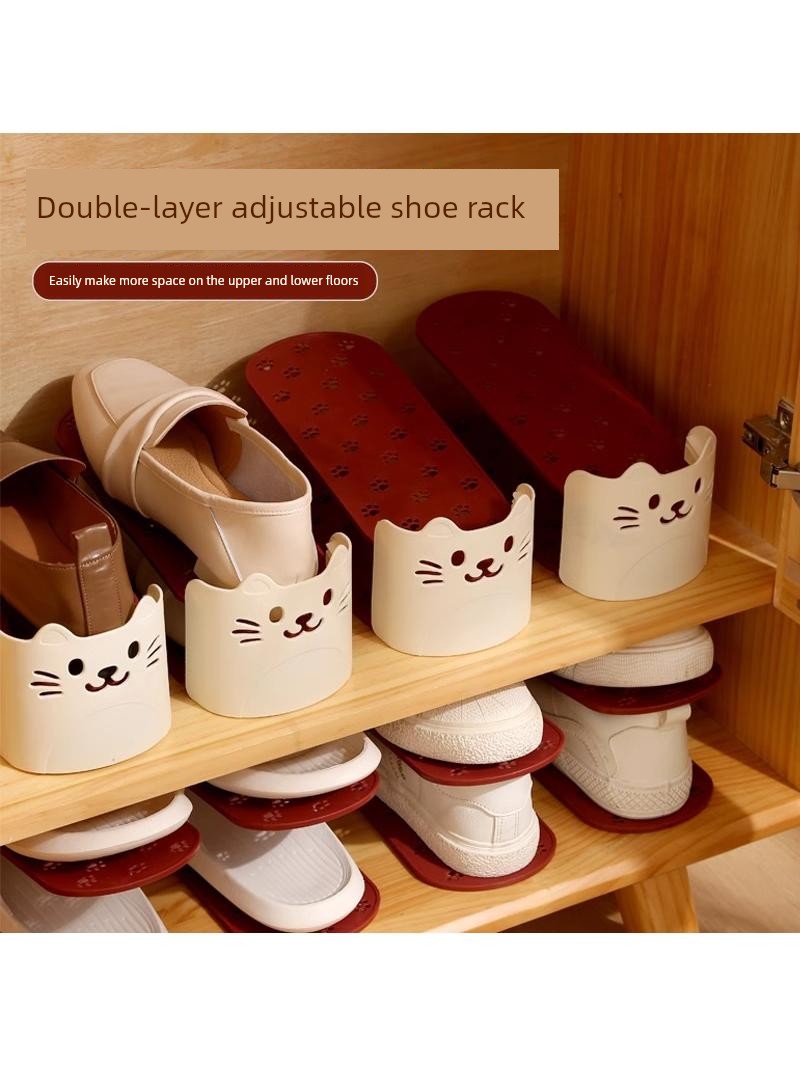 Jujiajia Shoe Rack Storage Two-Tier Adjustable Shoes Holder Save Space Storage Shelves Shoe Cabinet Layered Partition Storage Shoes